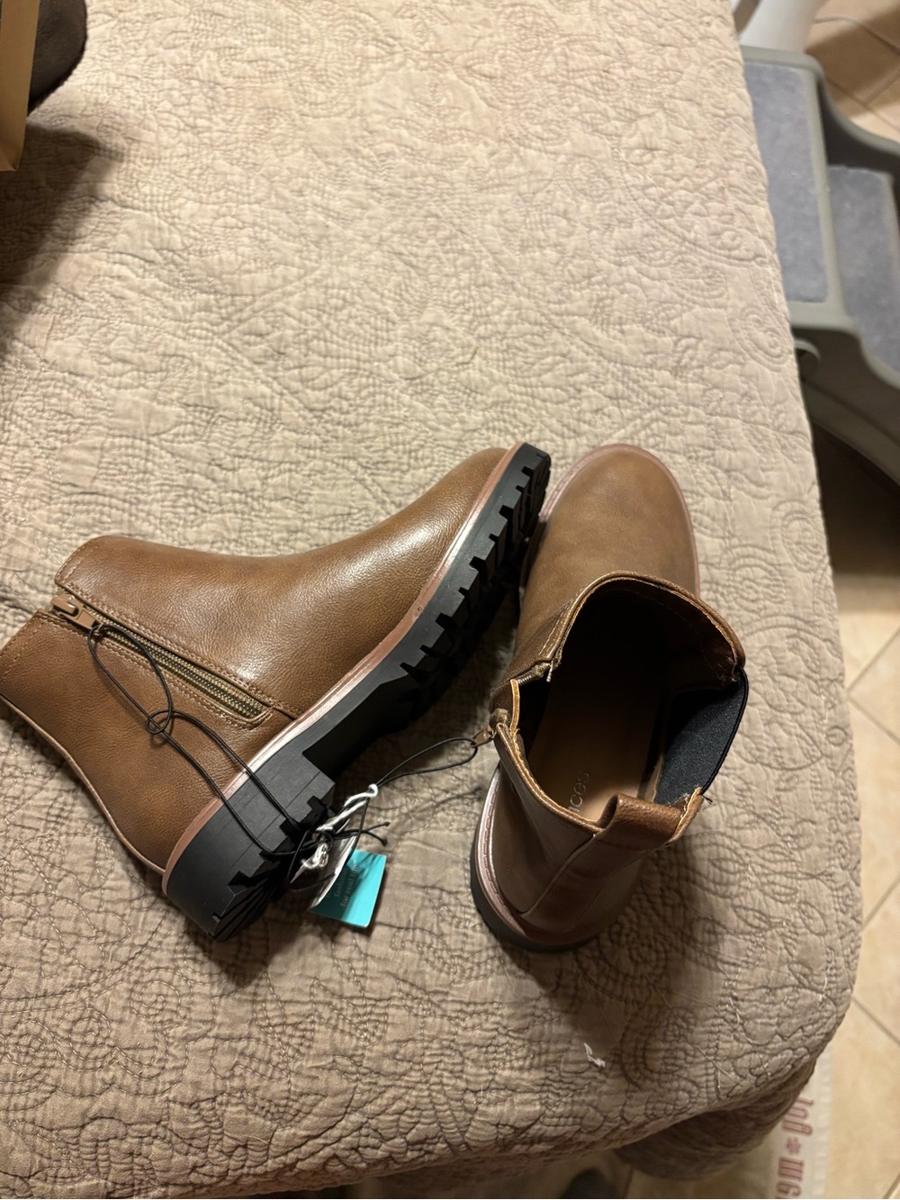 Maurices Tan Brown Chelsea Ankle Boots with Lug Sole